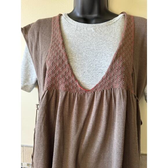 Free People Knit Moca Red Vest Pinafore Dress SZ L NWT Boho - Picture 2 of 7